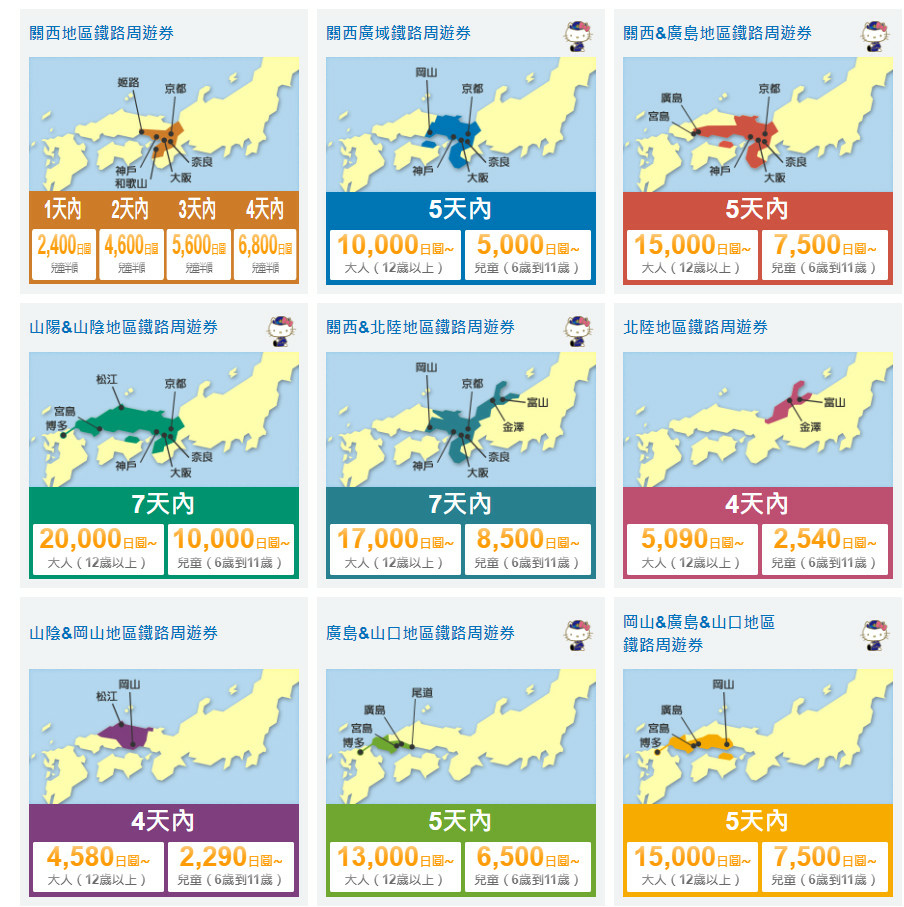 【JR西日本鐵路周遊券比較】關西廣域、關西鐵路、關西廣島PASS：範圍、可搭乘車種、E-MCO(E-TICKET電子兌換票使用說明)